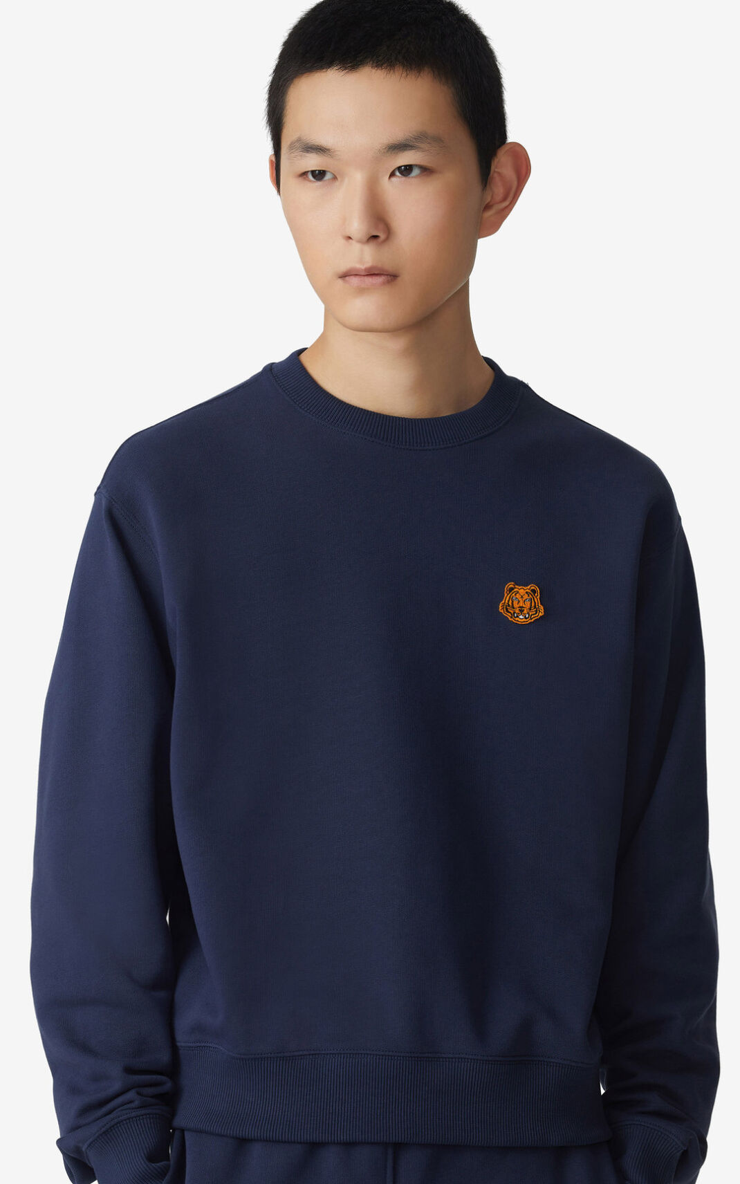 Kenzo Tiger Crest Sweatshirt Erkek Lacivert Mavi | 1329-USJIF